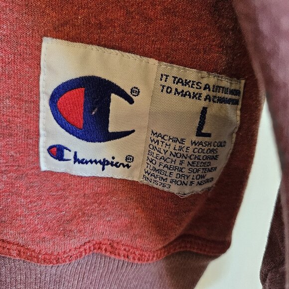 Vintage Champion Authentic Sweatshirt Mens L Crewneck Red Maroon 90's - Picture 2 of 8